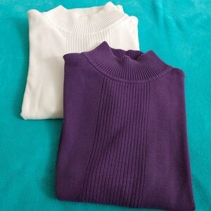 Sweater Bundle- 2 Long Sleeve Sweaters with Mock Neck - Size Small